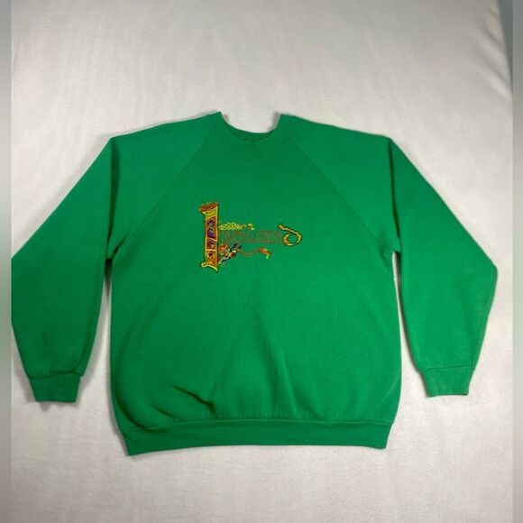 Vintage Irish St Patricks Day Green Ireland Stitched Sweatshirt Large 1990’s - Picture 1 of 10